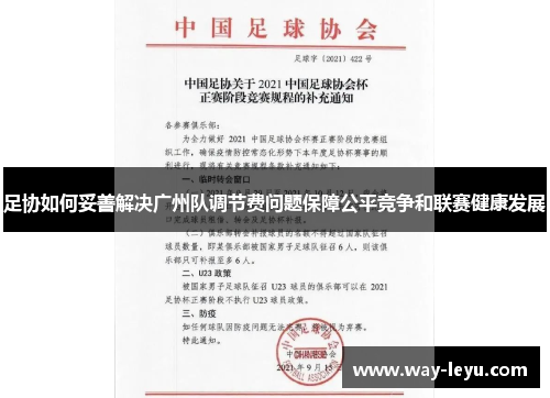 足协如何妥善解决广州队调节费问题保障公平竞争和联赛健康发展 足协如何妥善解决广州队调节费问题保障公平竞争和联赛健康发展